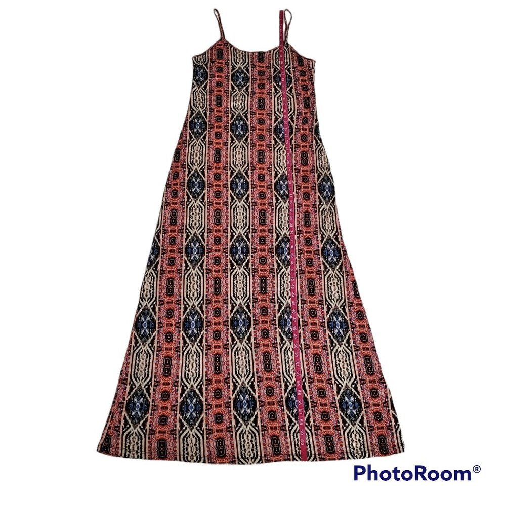 Forever 21 Women's Multicolor Aztec Print Spaghetti Strap Maxi Dress Size Large - Picture 2 of 11